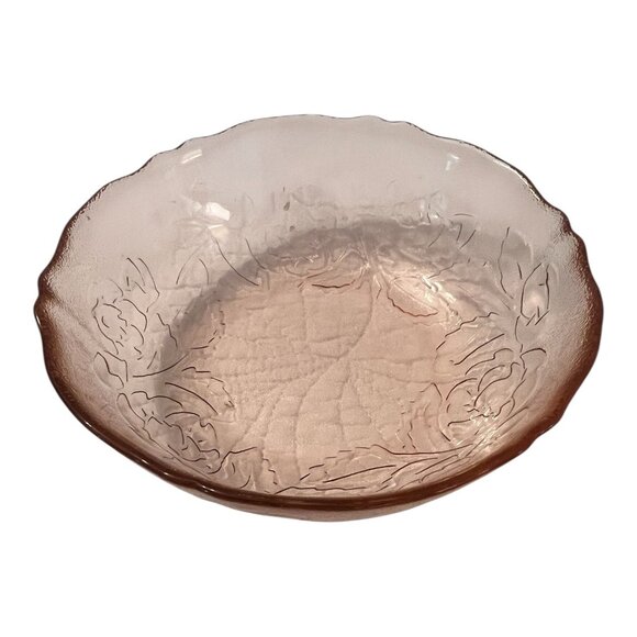 Arcoroc Rosaline Pink Glass Soup Salad Cereal Bowl Set Of 3 Frosted Floral Desig - Picture 3 of 5